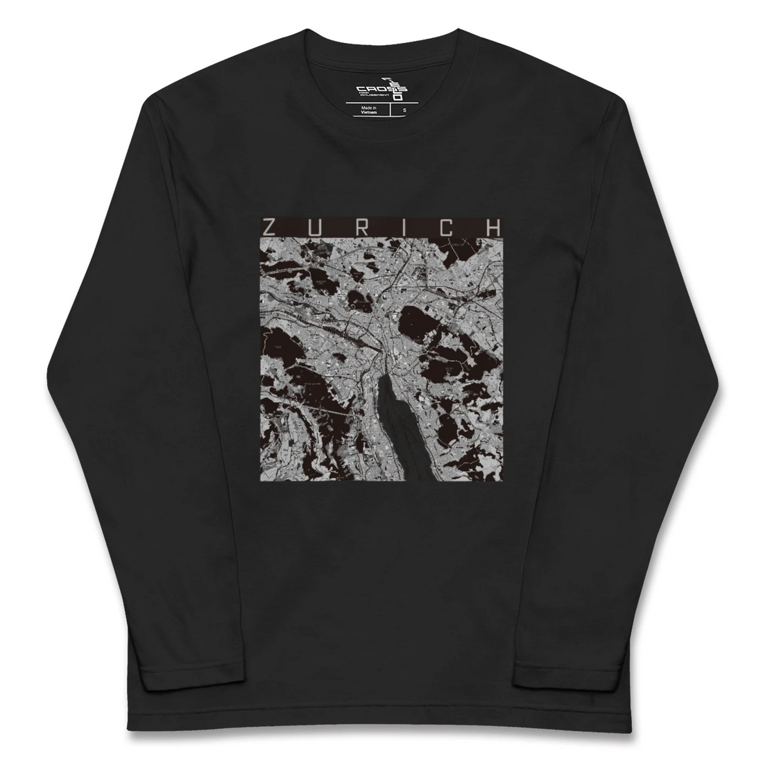 【チューリッヒ(スイス)】地図柄ロングスリーブTシャツ