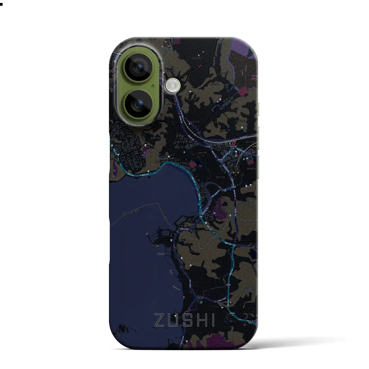 【逗子（神奈川県）】地図柄iPhoneケース（バックカバータイプ）