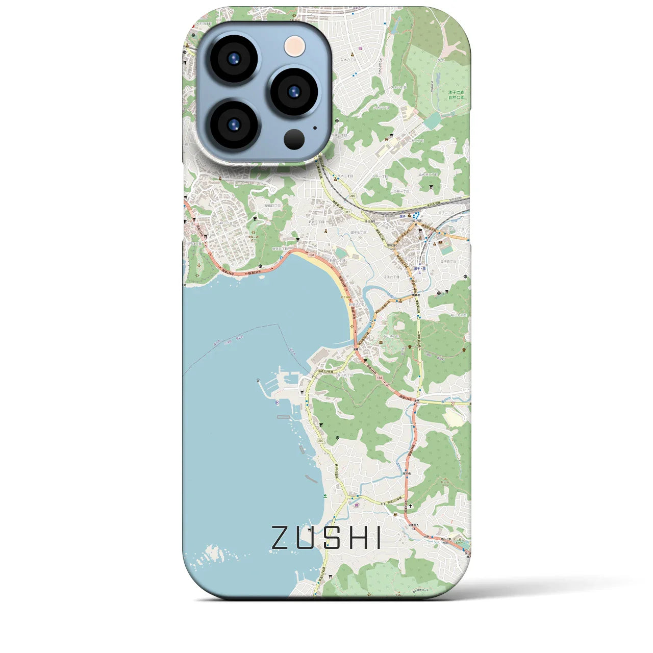 【逗子（神奈川県）】地図柄iPhoneケース（バックカバータイプ）