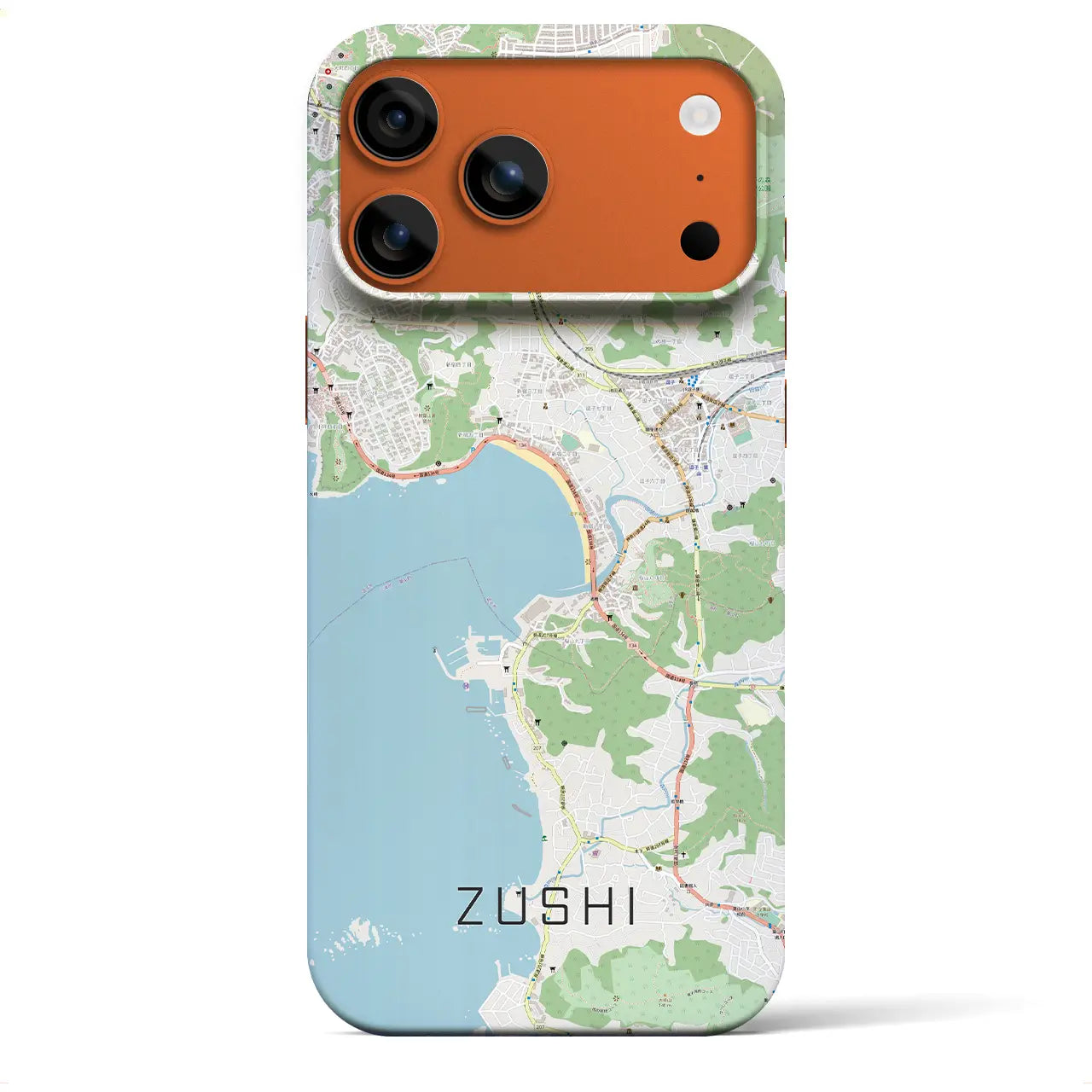 【逗子（神奈川県）】地図柄iPhoneケース（バックカバータイプ）