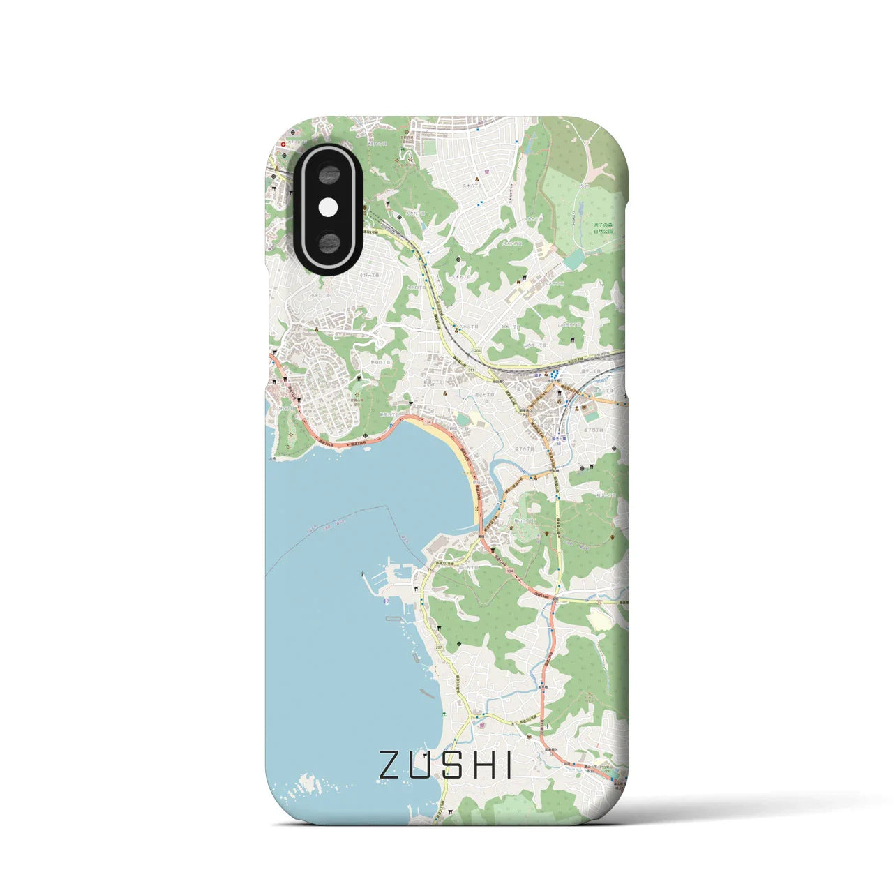 【逗子（神奈川県）】地図柄iPhoneケース（バックカバータイプ）