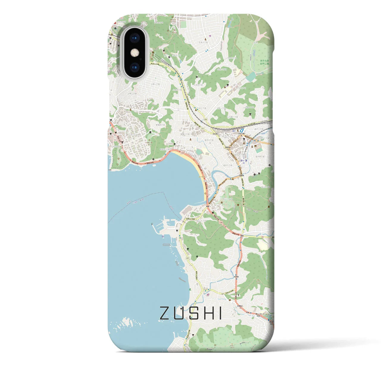 【逗子（神奈川県）】地図柄iPhoneケース（バックカバータイプ）