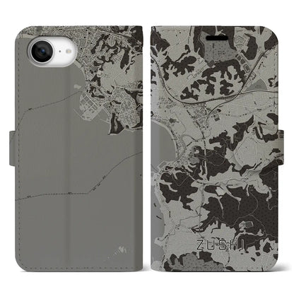 【逗子（神奈川県）】地図柄iPhoneケース（手帳タイプ）