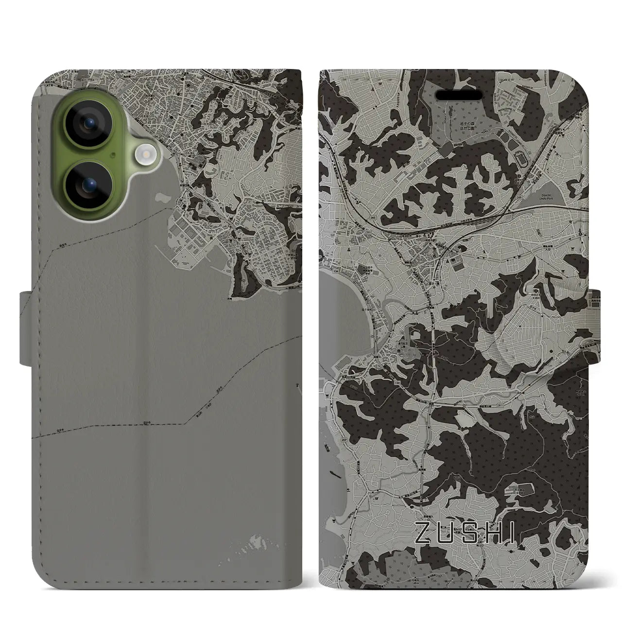 【逗子（神奈川県）】地図柄iPhoneケース（手帳タイプ）