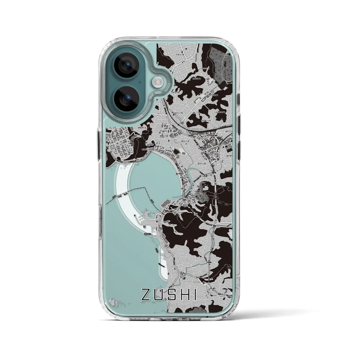 【逗子（神奈川県）】地図柄iPhoneケース（MagSafeタイプ）モノトーン・iPhone 16 Pro 用