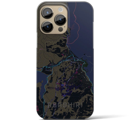 【網走】地図柄iPhoneケース（バックカバータイプ・ブラック）iPhone 14 Pro Max 用