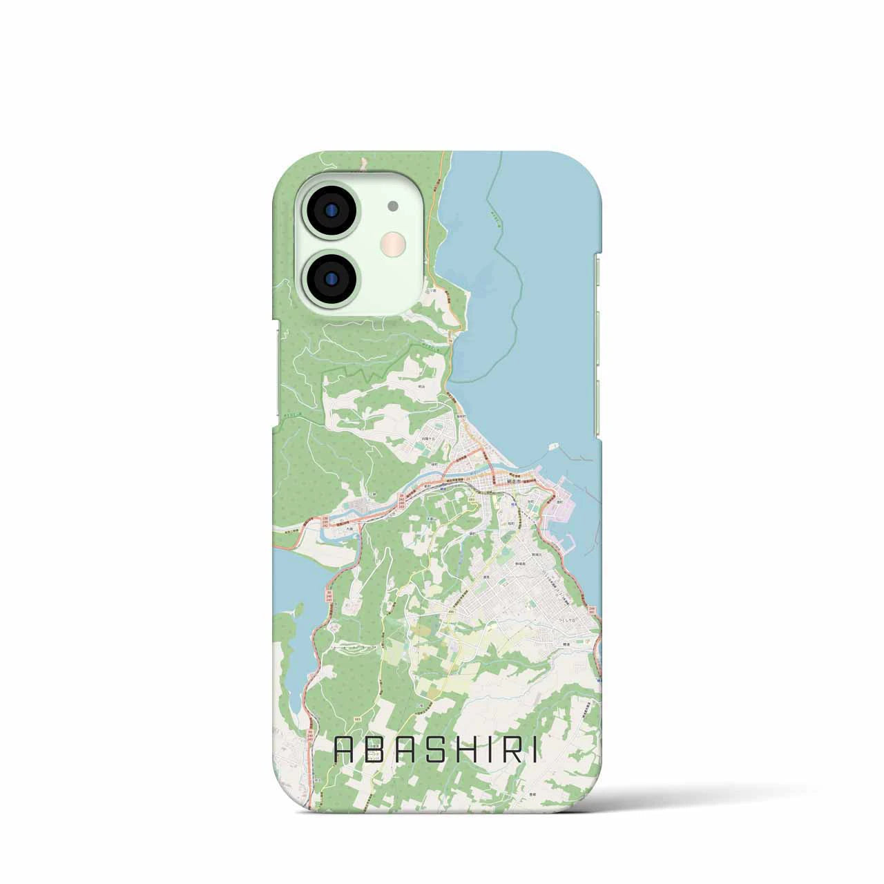 【網走】地図柄iPhoneケース（バックカバータイプ・ナチュラル）iPhone 12 mini 用