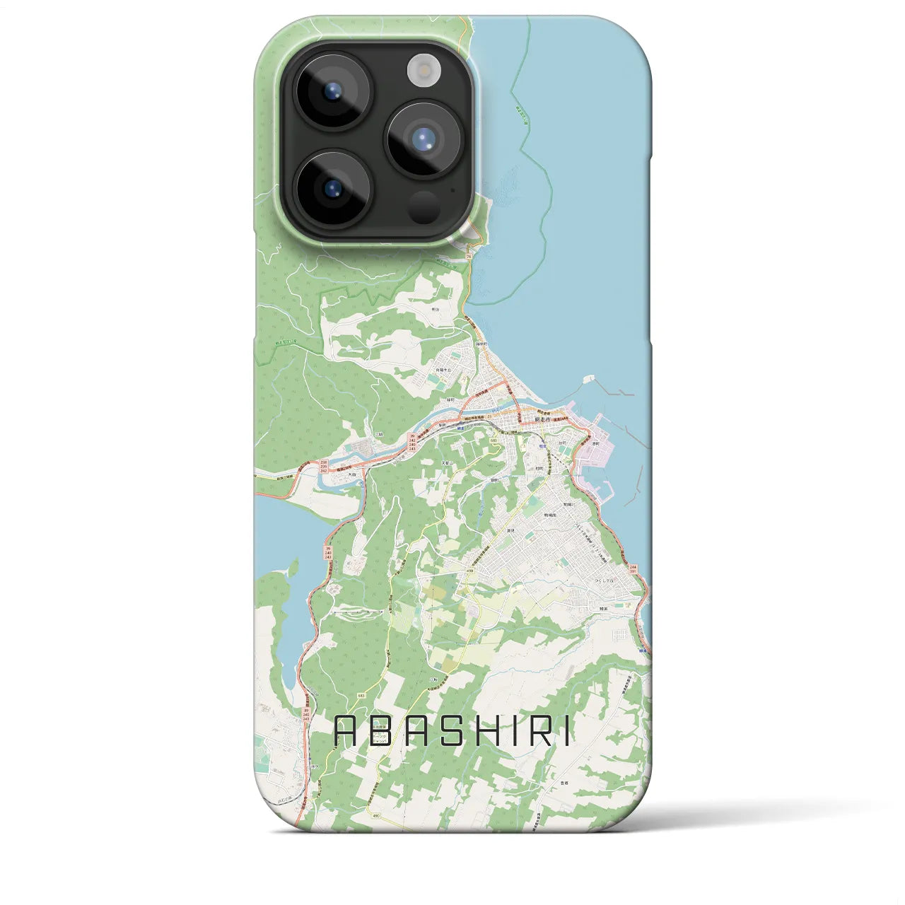 【網走】地図柄iPhoneケース（バックカバータイプ・ナチュラル）iPhone 15 Pro Max 用