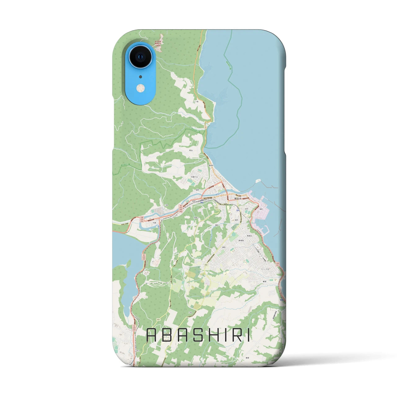 【網走】地図柄iPhoneケース（バックカバータイプ・ナチュラル）iPhone XR 用
