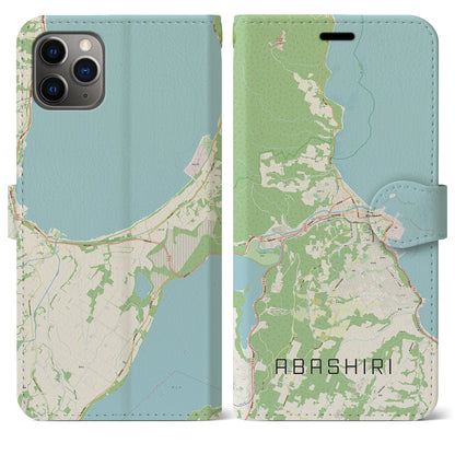 【網走（北海道）】地図柄iPhoneケース（手帳タイプ）ナチュラル・iPhone 11 Pro Max 用