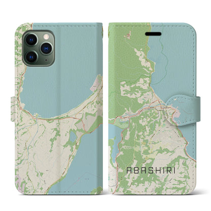 【網走（北海道）】地図柄iPhoneケース（手帳タイプ）ナチュラル・iPhone 11 Pro 用