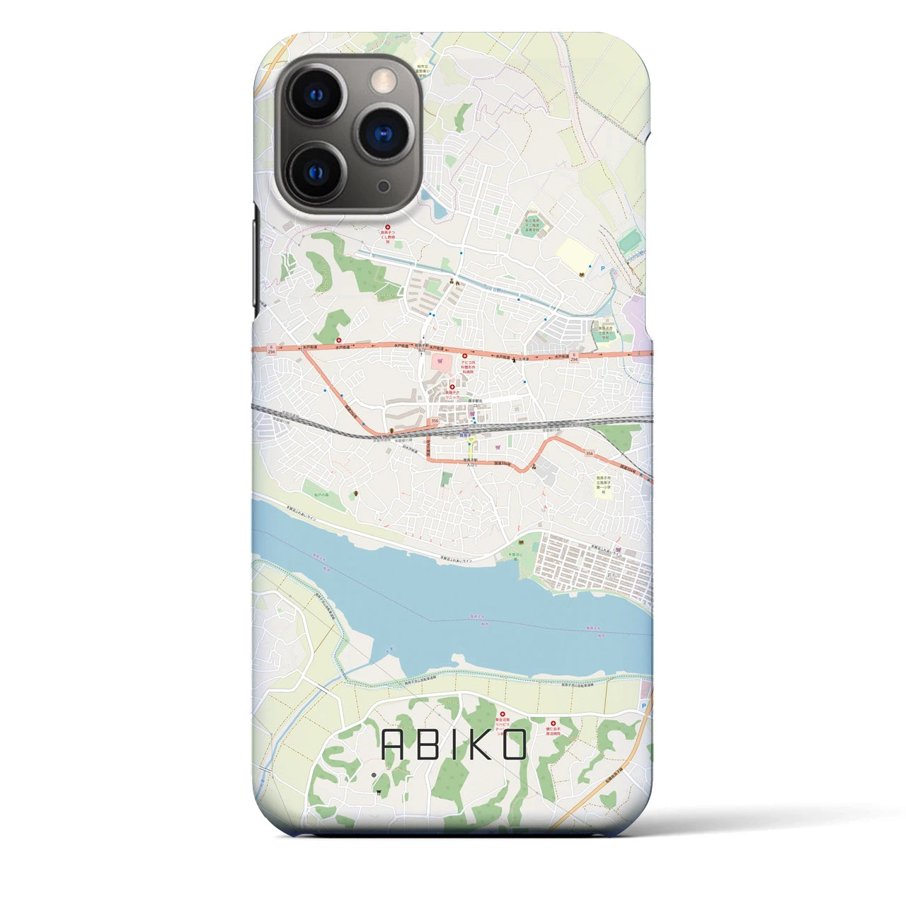 【我孫子】地図柄iPhoneケース（バックカバータイプ・ナチュラル）iPhone 11 Pro Max 用
