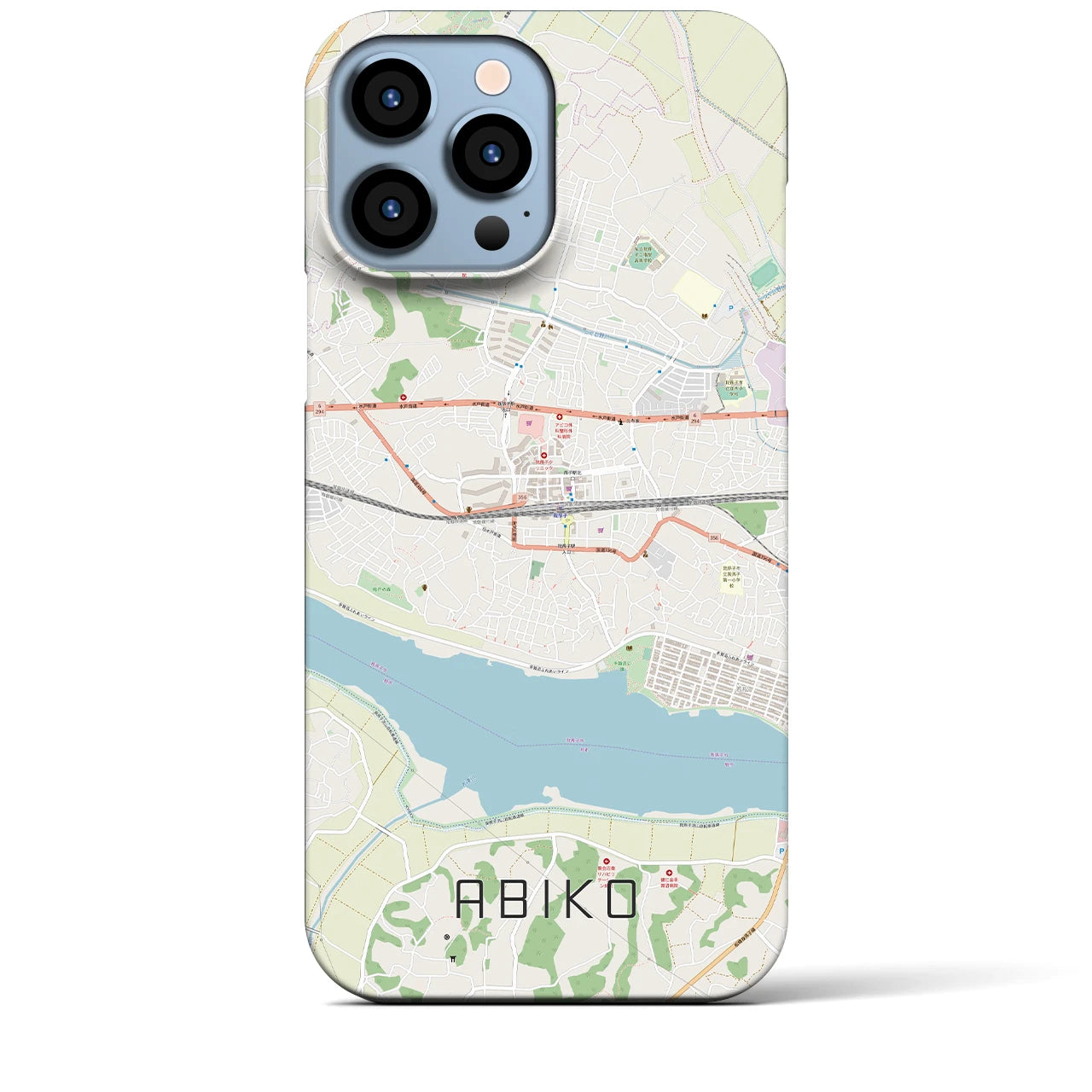 【我孫子】地図柄iPhoneケース（バックカバータイプ・ナチュラル）iPhone 13 Pro Max 用