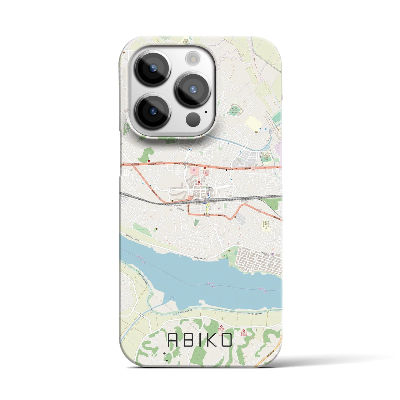 【我孫子】地図柄iPhoneケース（バックカバータイプ・ナチュラル）iPhone 14 Pro 用