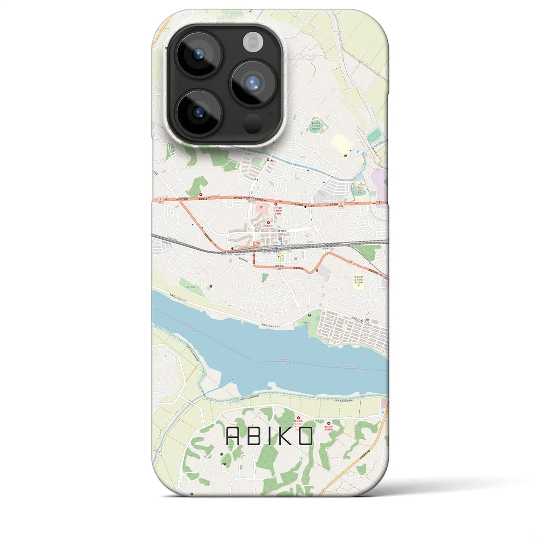 【我孫子】地図柄iPhoneケース（バックカバータイプ・ナチュラル）iPhone 15 Pro Max 用