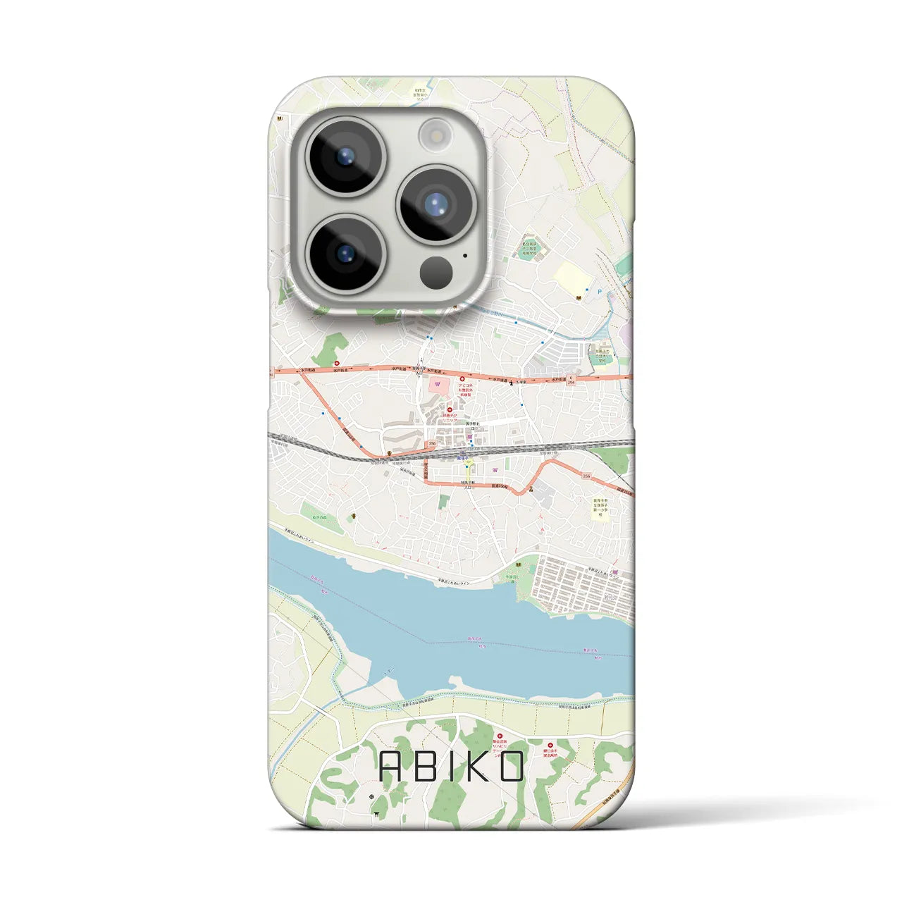 【我孫子】地図柄iPhoneケース（バックカバータイプ・ナチュラル）iPhone 15 Pro 用