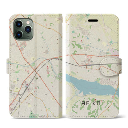 【我孫子（千葉県）】地図柄iPhoneケース（手帳タイプ）ナチュラル・iPhone 11 Pro 用