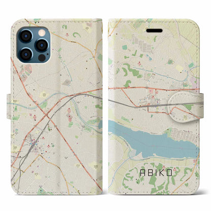 【我孫子（千葉県）】地図柄iPhoneケース（手帳タイプ）ナチュラル・iPhone 12 / 12 Pro 用