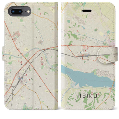 【我孫子（千葉県）】地図柄iPhoneケース（手帳タイプ）ナチュラル・iPhone 8Plus /7Plus / 6sPlus / 6Plus 用