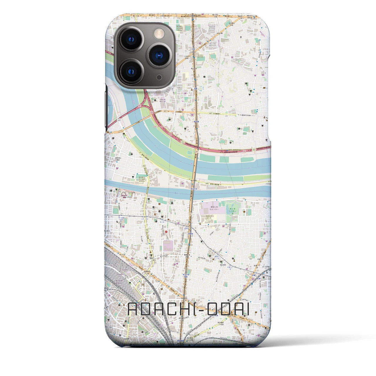 【足立小台】地図柄iPhoneケース（バックカバータイプ・ナチュラル）iPhone 11 Pro Max 用
