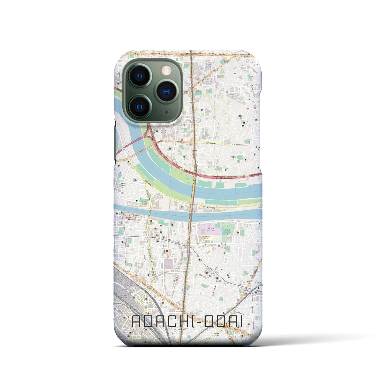【足立小台】地図柄iPhoneケース（バックカバータイプ・ナチュラル）iPhone 11 Pro 用