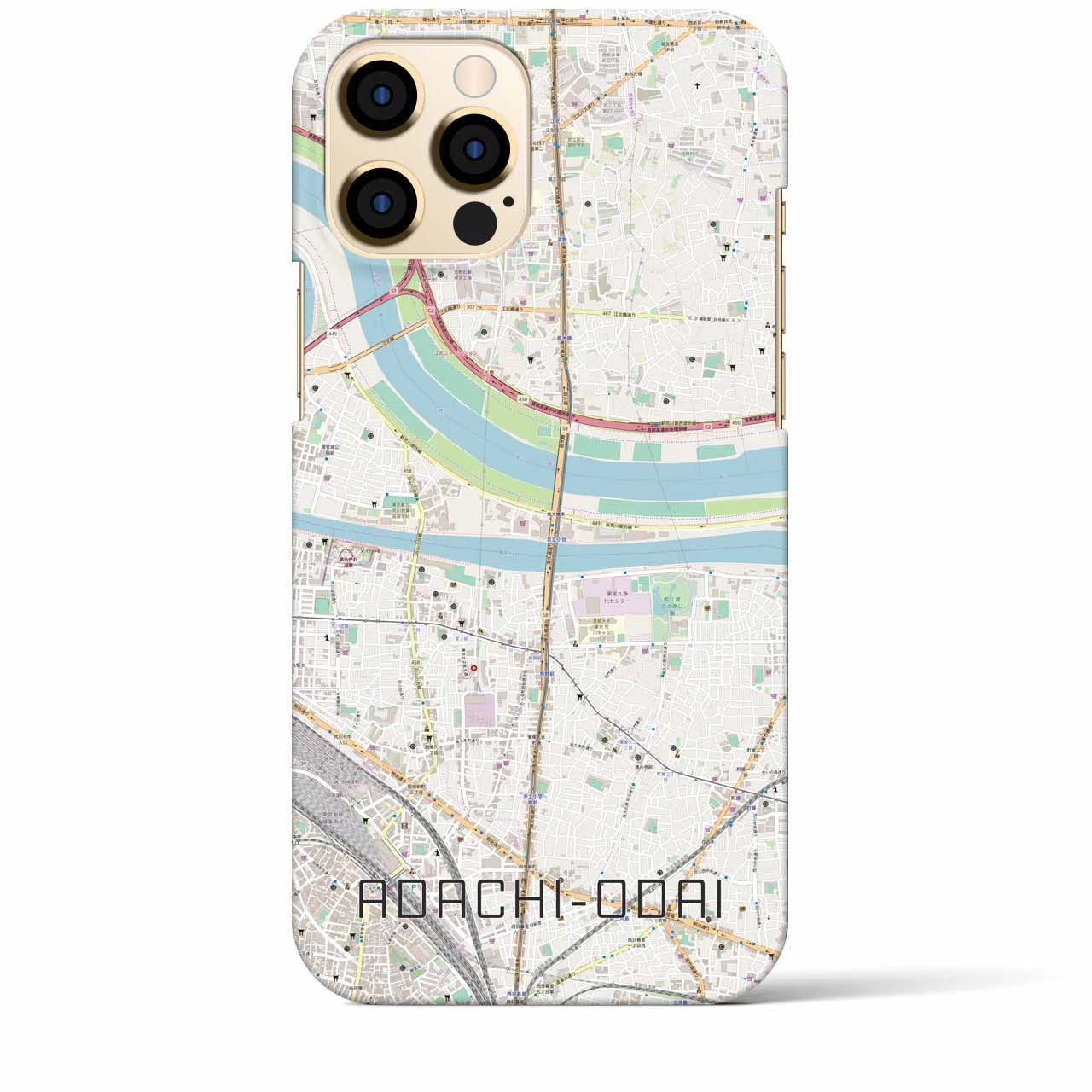 【足立小台】地図柄iPhoneケース（バックカバータイプ・ナチュラル）iPhone 12 Pro Max 用