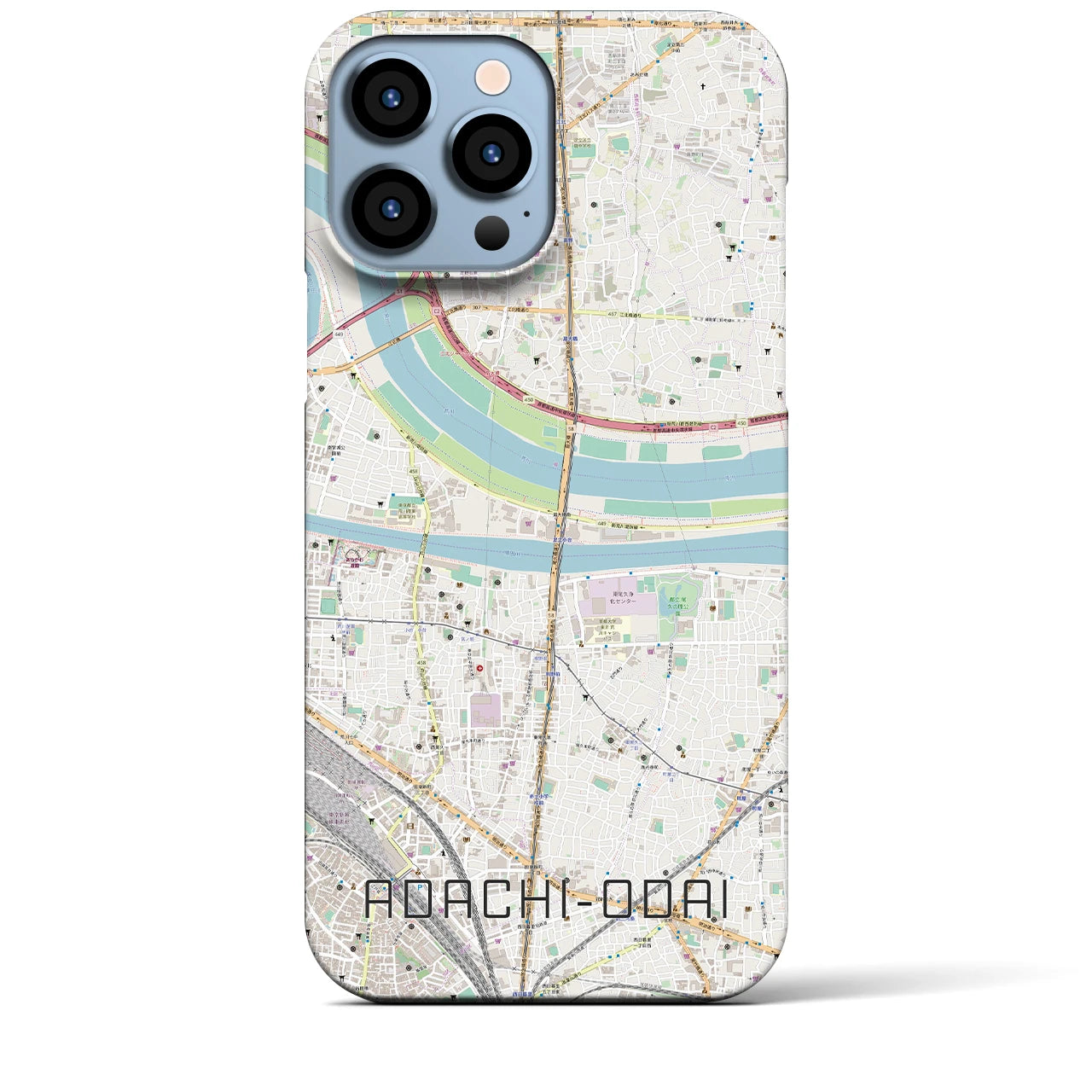 【足立小台】地図柄iPhoneケース（バックカバータイプ・ナチュラル）iPhone 13 Pro Max 用