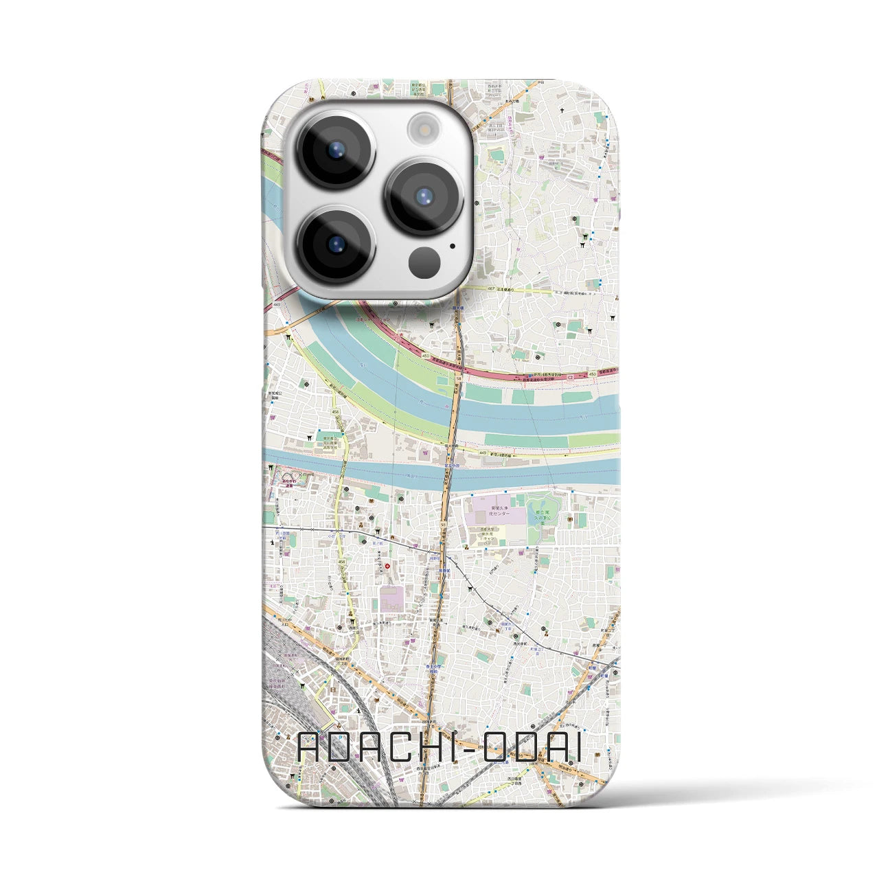 【足立小台】地図柄iPhoneケース（バックカバータイプ・ナチュラル）iPhone 14 Pro 用