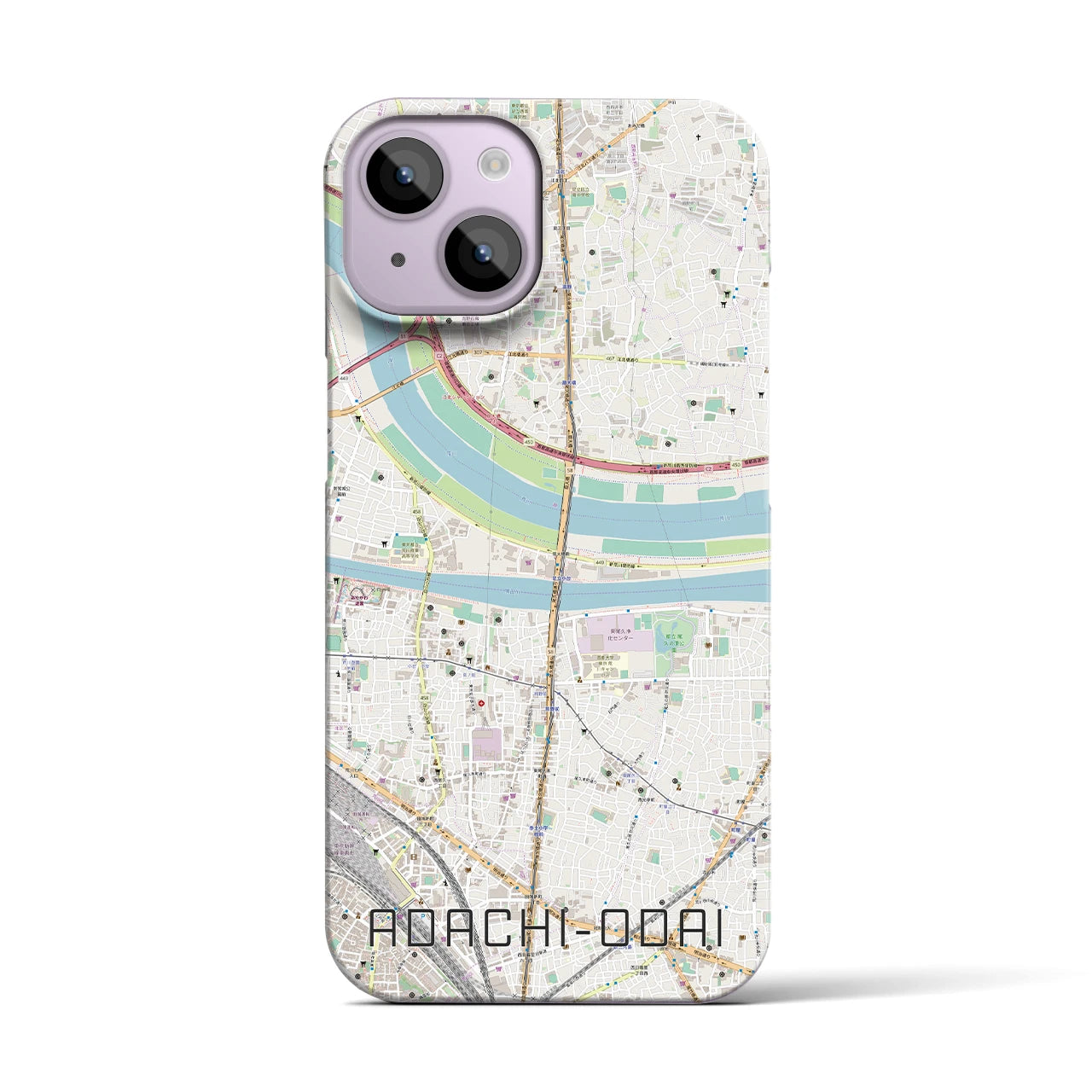 【足立小台】地図柄iPhoneケース（バックカバータイプ・ナチュラル）iPhone 14 用