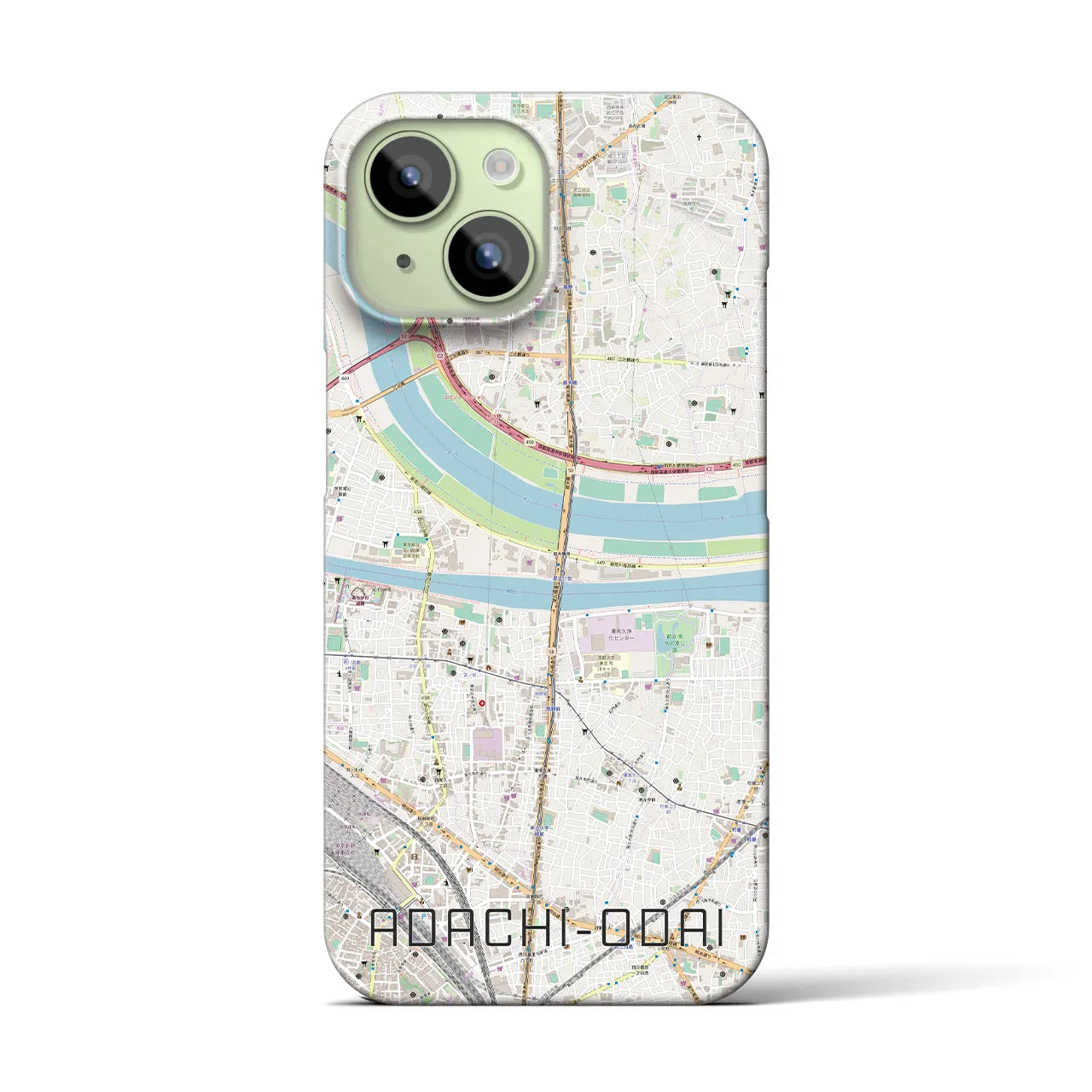 【足立小台】地図柄iPhoneケース（バックカバータイプ・ナチュラル）iPhone 15 用