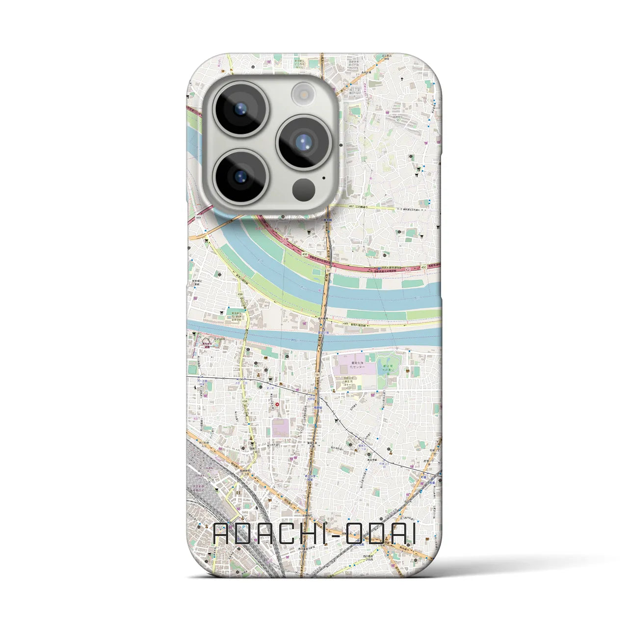 【足立小台】地図柄iPhoneケース（バックカバータイプ・ナチュラル）iPhone 15 Pro 用