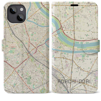 【足立小台】地図柄iPhoneケース（手帳両面タイプ・ナチュラル）iPhone 14 Plus 用