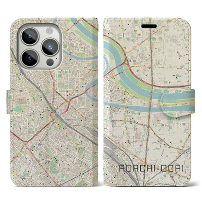 【足立小台】地図柄iPhoneケース（手帳両面タイプ・ナチュラル）iPhone 15 Pro 用