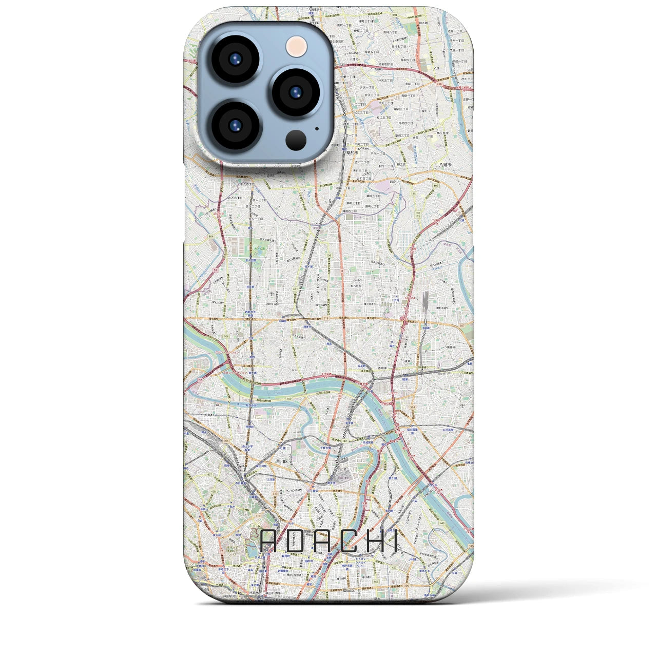 【足立】地図柄iPhoneケース（バックカバータイプ・ナチュラル）iPhone 13 Pro Max 用