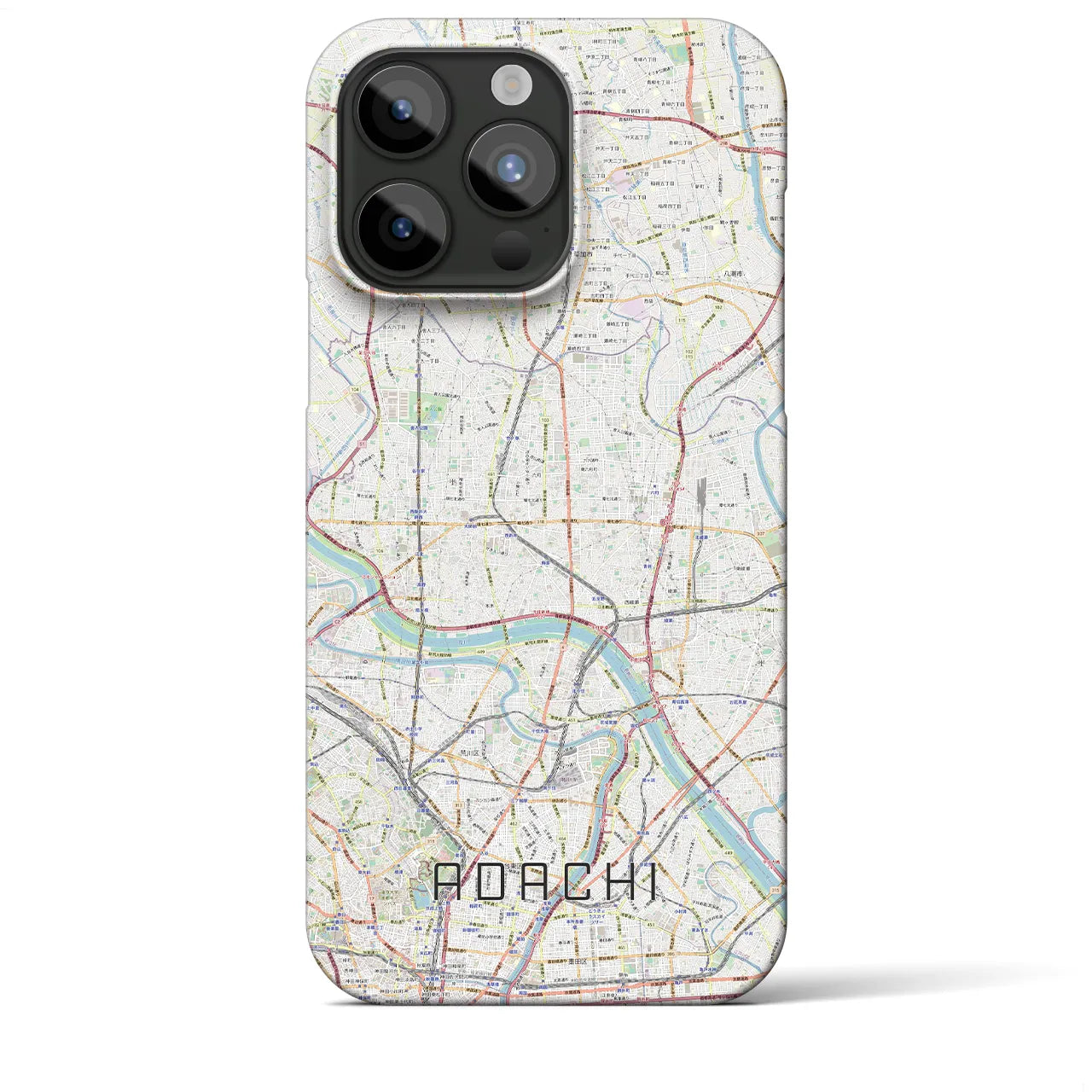 【足立】地図柄iPhoneケース（バックカバータイプ・ナチュラル）iPhone 15 Pro Max 用
