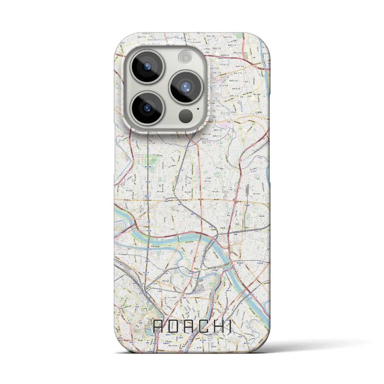 【足立】地図柄iPhoneケース（バックカバータイプ・ナチュラル）iPhone 15 Pro 用
