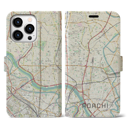 【足立】地図柄iPhoneケース（手帳両面タイプ・ナチュラル）iPhone 13 Pro 用