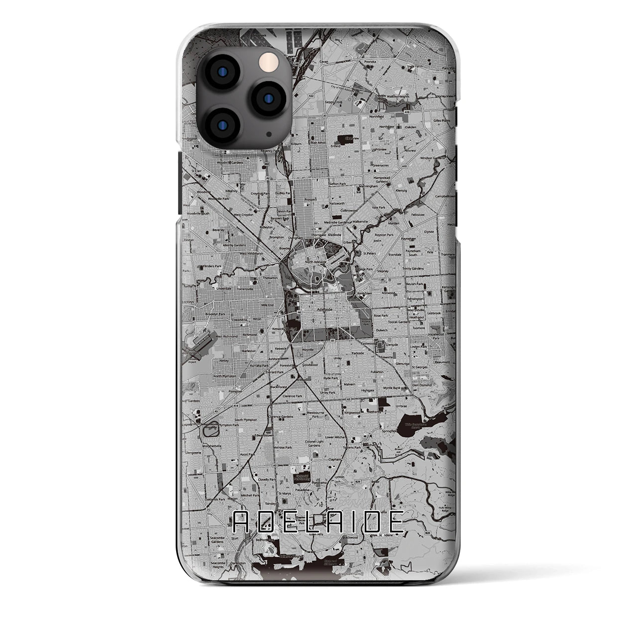 【アデレード】地図柄iPhoneケース（クリアタイプ・モノトーン）iPhone 11 Pro Max 用