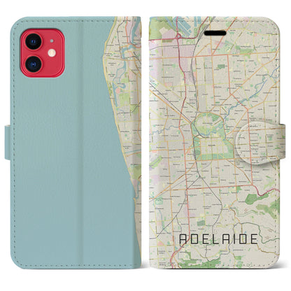 【アデレード（オーストラリア）】地図柄iPhoneケース（手帳タイプ）ナチュラル・iPhone 11 用