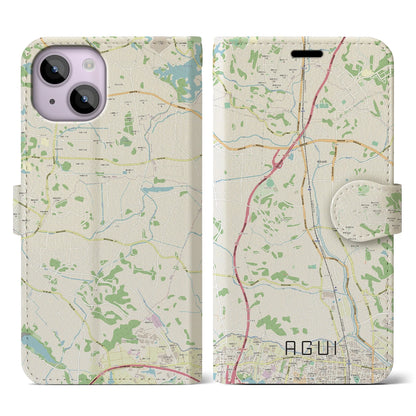 【阿久比（愛知県）】地図柄iPhoneケース（手帳タイプ）ナチュラル・iPhone 14 用