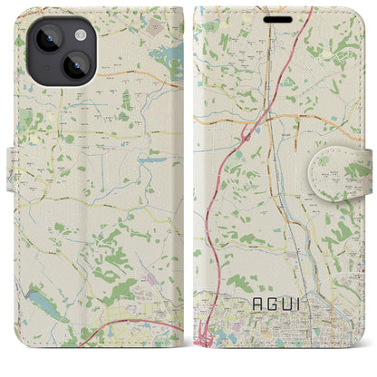 【阿久比（愛知県）】地図柄iPhoneケース（手帳タイプ）ナチュラル・iPhone 14 Plus 用