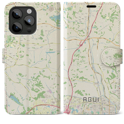 【阿久比（愛知県）】地図柄iPhoneケース（手帳タイプ）ナチュラル・iPhone 15 Pro Max 用