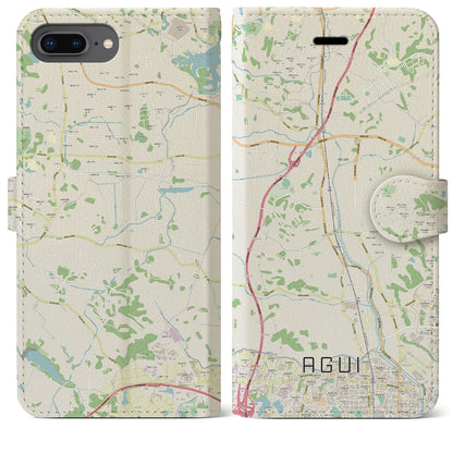 【阿久比（愛知県）】地図柄iPhoneケース（手帳タイプ）ナチュラル・iPhone 8Plus /7Plus / 6sPlus / 6Plus 用