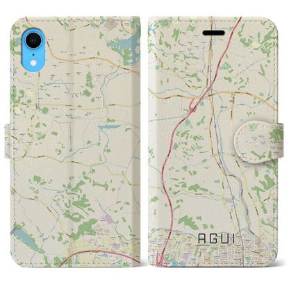 【阿久比（愛知県）】地図柄iPhoneケース（手帳タイプ）ナチュラル・iPhone XR 用