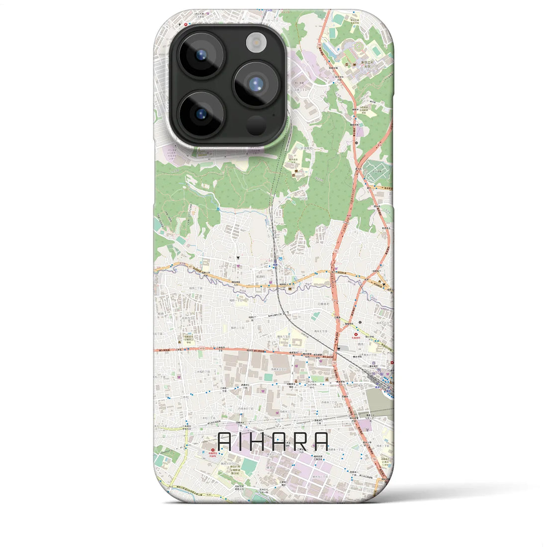 【相原】地図柄iPhoneケース（バックカバータイプ・ナチュラル）iPhone 15 Pro Max 用