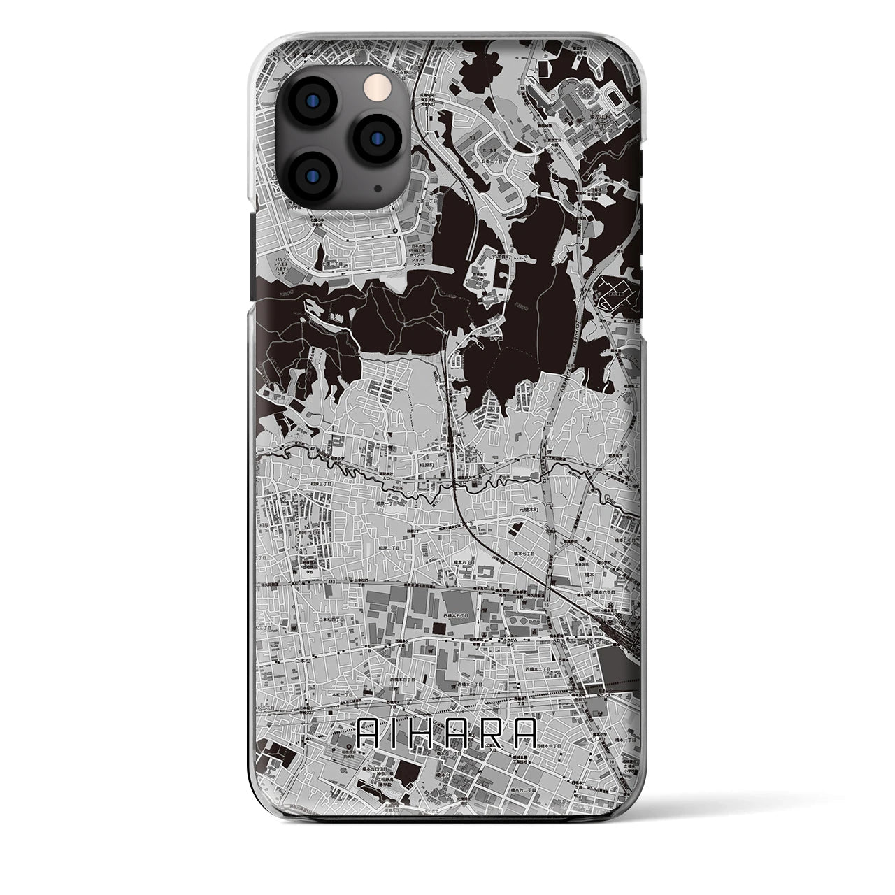 【相原】地図柄iPhoneケース（クリアタイプ・モノトーン）iPhone 11 Pro Max 用