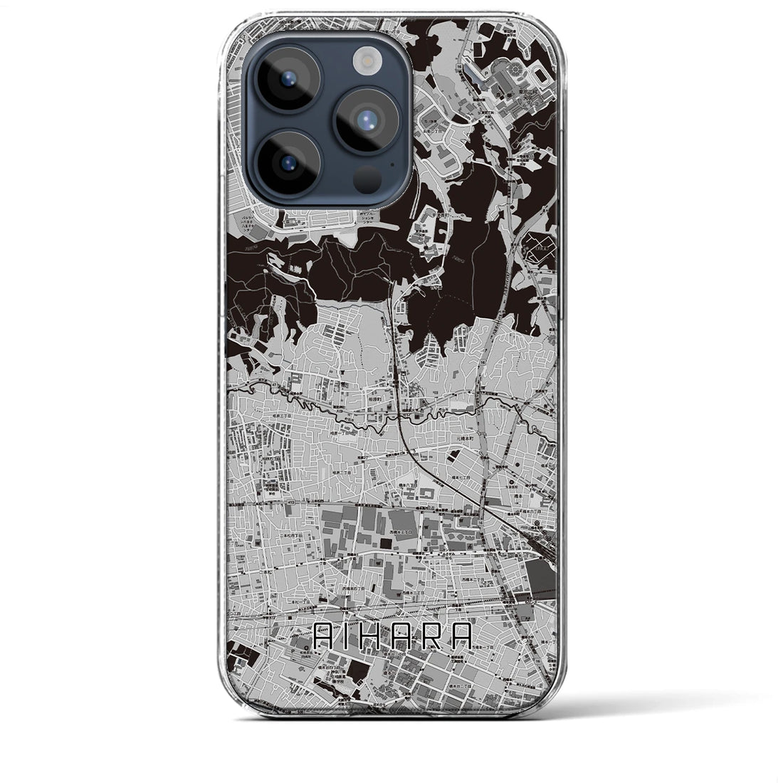 【相原】地図柄iPhoneケース（クリアタイプ・モノトーン）iPhone 15 Pro Max 用