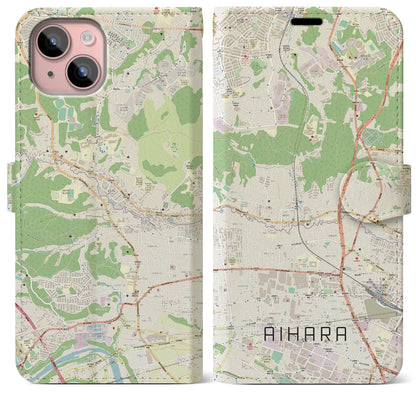 【相原（東京都）】地図柄iPhoneケース（手帳タイプ）ナチュラル・iPhone 15 Plus 用