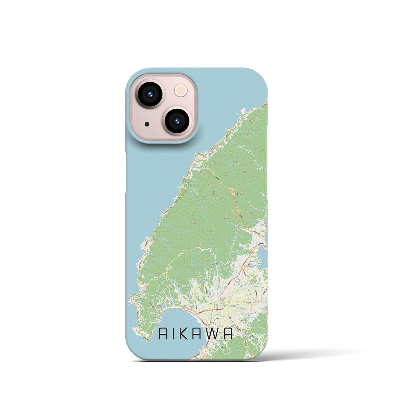 【相川】地図柄iPhoneケース（バックカバータイプ・ナチュラル）iPhone 13 mini 用