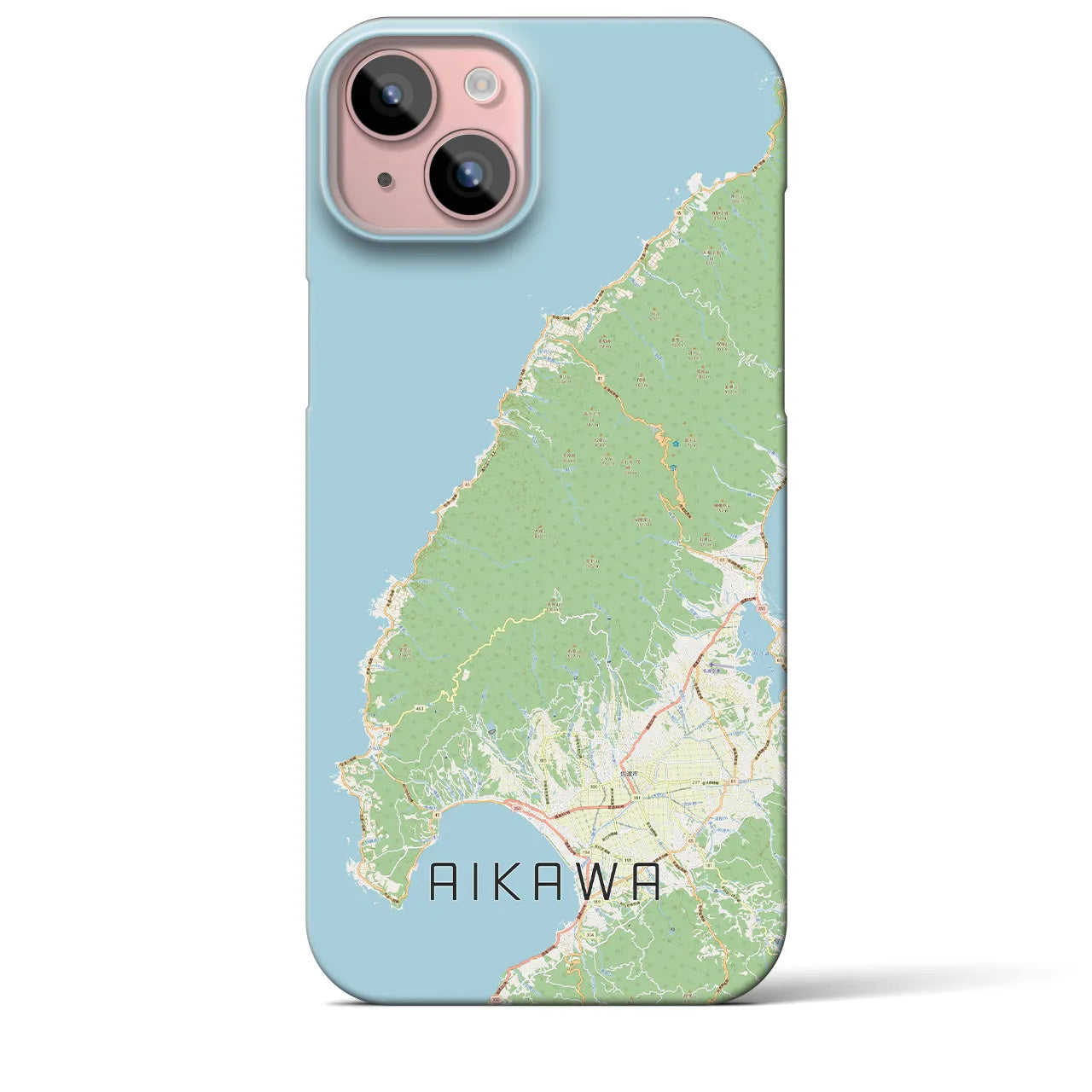 【相川】地図柄iPhoneケース（バックカバータイプ・ナチュラル）iPhone 15 Plus 用